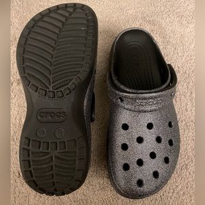 Crocs black glitter platforms